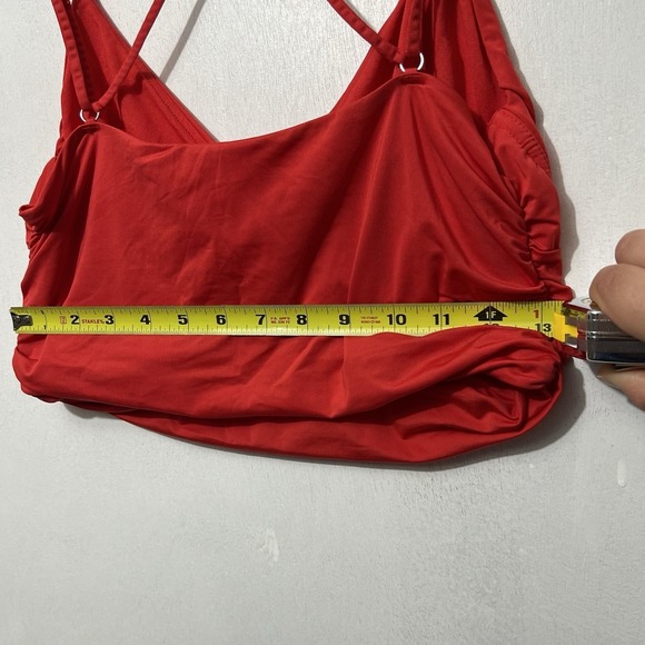 ASOS Design Red Ruched Underwire Bikini Top Strappy Back US 10 C/D resort Travel - Picture 5 of 8